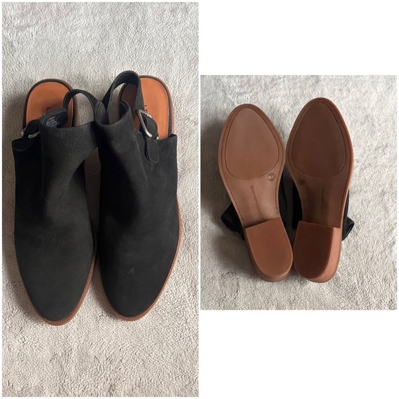 Lucky Brand Farryn Low Heel Slingback Almond Toe Suede Leather Bootie Black - Picture 3 of 11